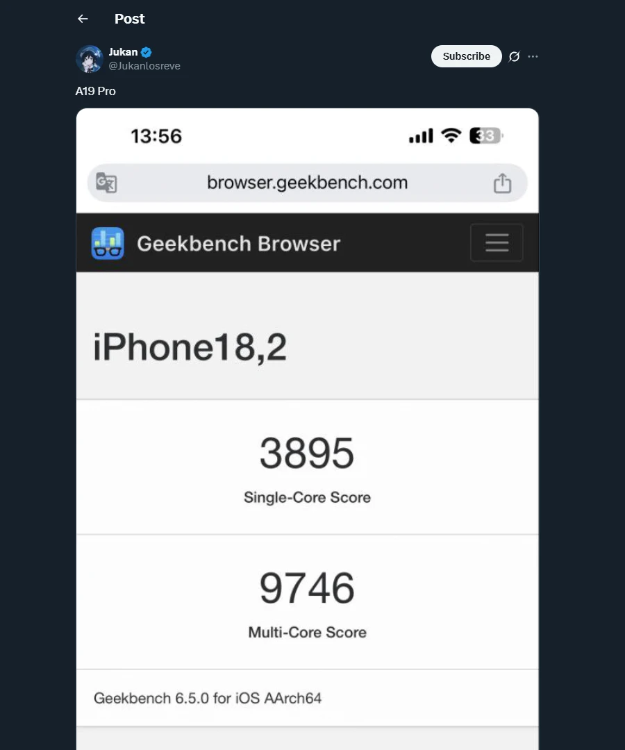 iPhone 17 Pro đạt điểm benchmark cao hơn 13% so với 16 Pro