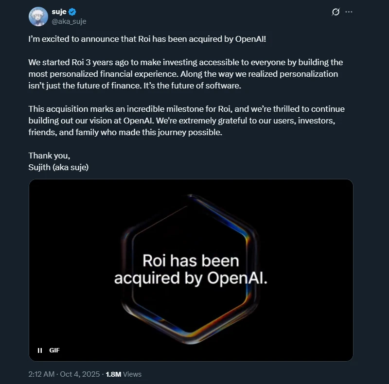 OpenAI thâu tóm startup AI tài chính cá nhân hóa Roi